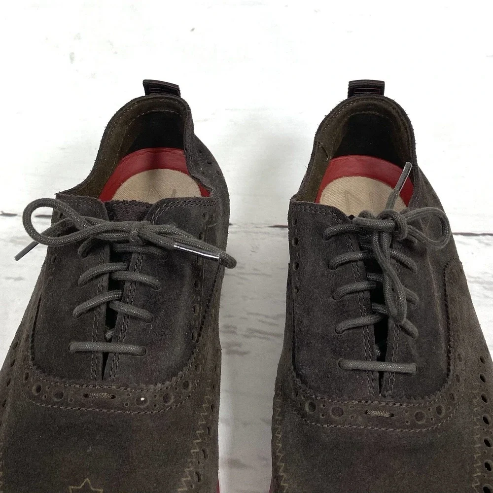 Cole Haan Shoes Men's 10.5 Brown Red Zerogrand  Wingtip Oxfords Suede